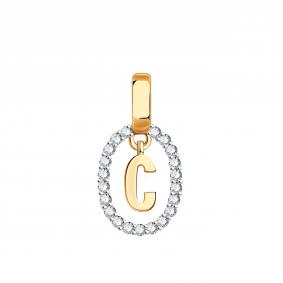 Золотая подвеска-буква С TALANT с цирконием ПД 1159 ПД 1159 фото